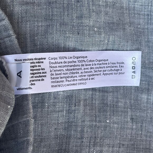 Eileen Fisher 100% Organic Linen Women's Size L Blue Pull On Ankle Pants - Picture 7 of 7